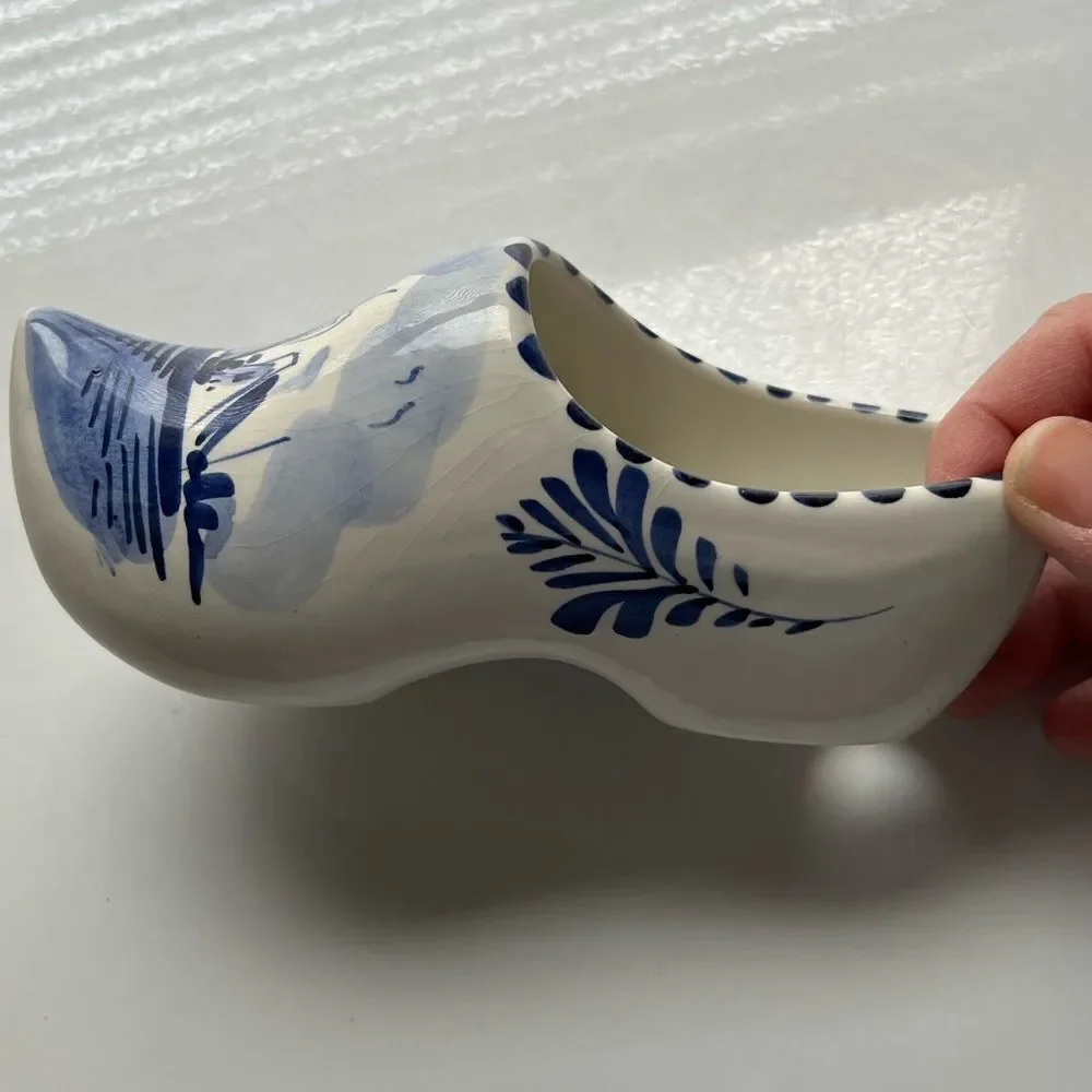 Windmill Delft Blue and White Porcelain Clog